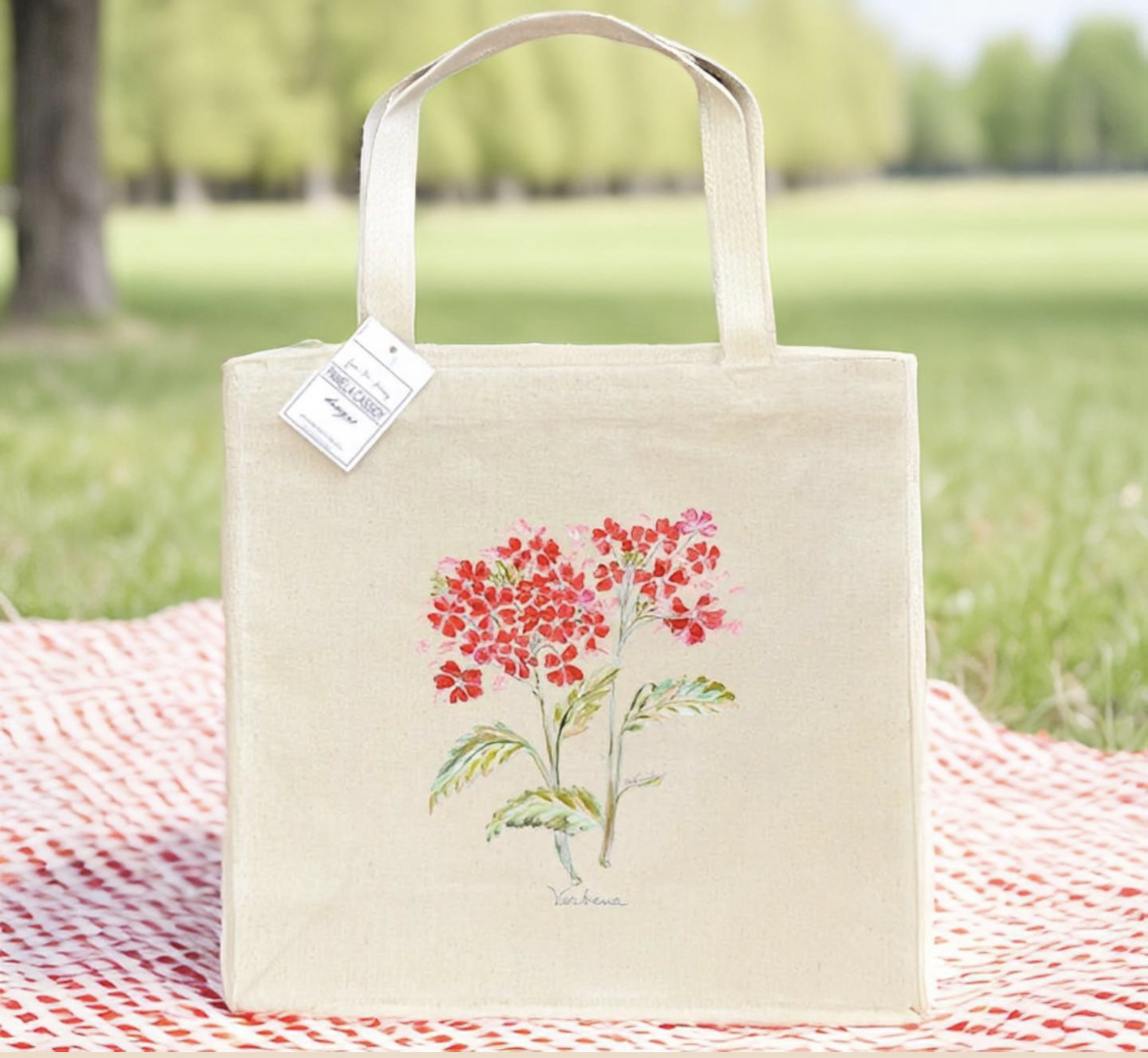 Hand printed tote bags top
